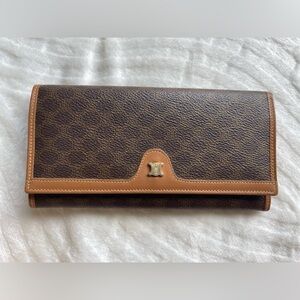 Celine brown  long Wallet with Logo